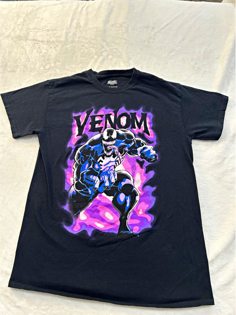 Marvel Venom Black Graphic Print Tee Short Sleeve Crew Neck Regular Fit M